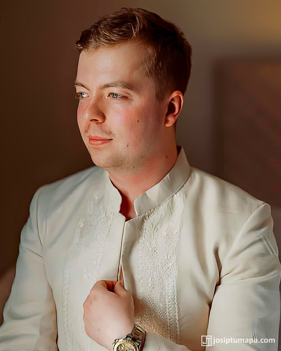 Piña Cocoon Silk Barong Tagalog – Handcrafted for the Wedding Day Groom in made-to-order piña cocoon silk Barong Tagalog with hand embroidery by Josip Tumapa Design